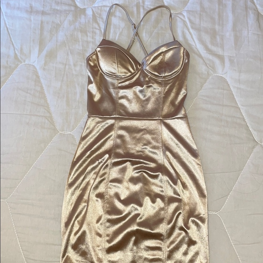 Champagne/ gold satin dress